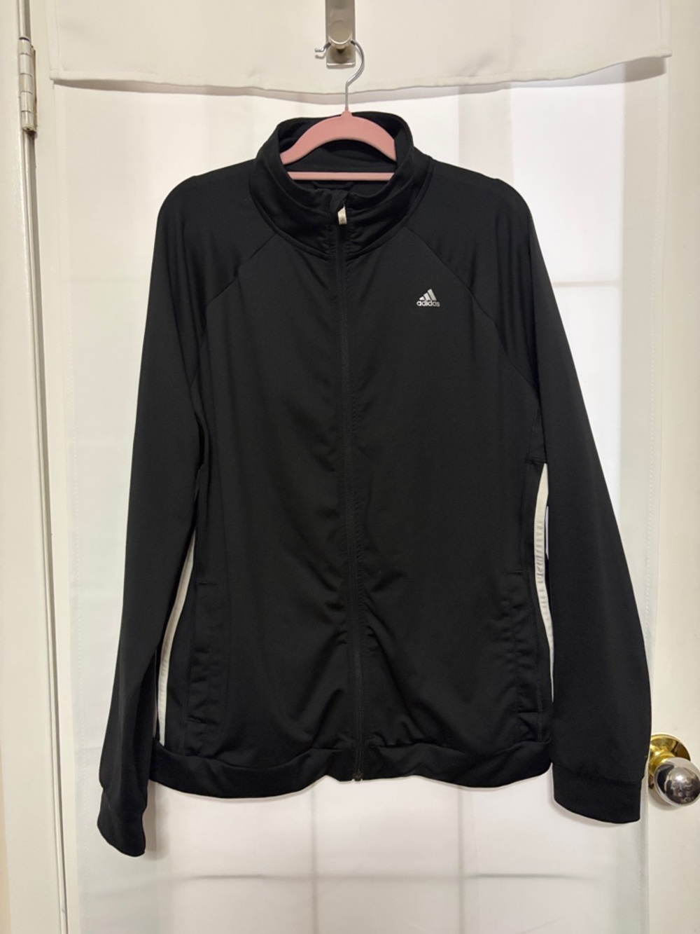 adidas Women's Black Full-Zip Track Jacket with White Trim PTP 21”